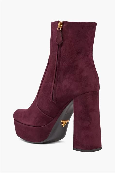 prada leather block heel ankle boots|prada suede platform ankle boots.